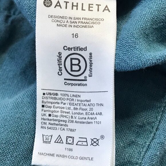 Athleta Retreat Linen Mid-Rise Wide Leg Pants Women's Plus Size 16 Split Hems - Picture 5 of 14